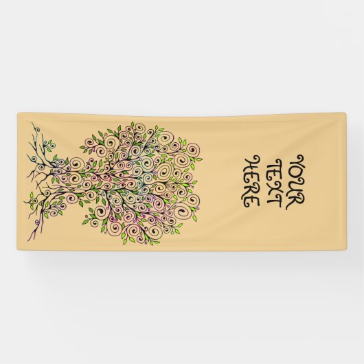 Levensloop - Spiralen bladeren vruchten 1 Spandoek (Horizontaal)