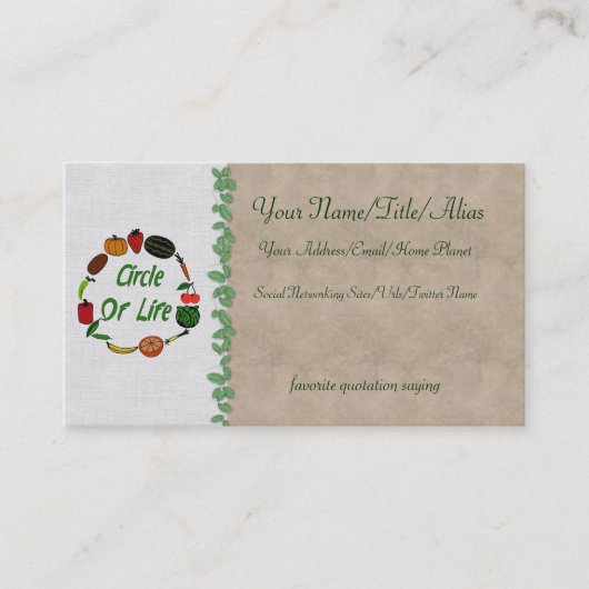 Levensloop Visitekaartje (Voorkant)