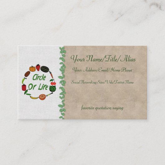 Levensloop Visitekaartje (Voorkant)