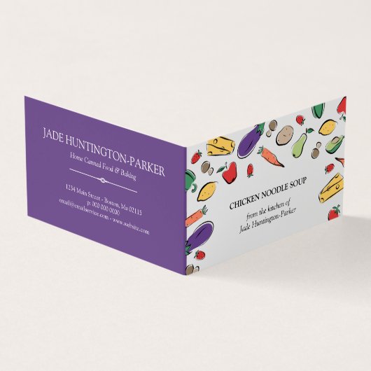 Levensmiddeldoppen - Paars Homemade Food Hang Labe Visitekaartje (Buitenkant)