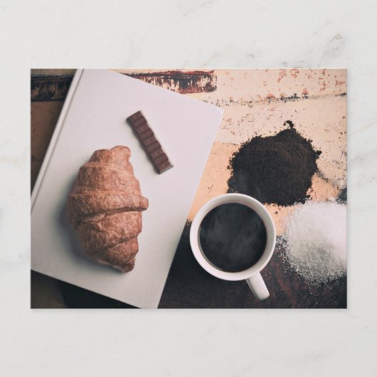 Levensmiddelen, een krossier, een druppel chocolad briefkaart (Voorkant)