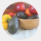 Levensmiddelen in de vorm van groenten en fruit ronde sticker (Voorkant)
