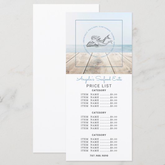 Levensmiddelen in de vorm van Zee met zeemeerminne Menu (Voorkant / Achterkant)