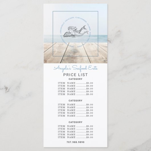 Levensmiddelen in de vorm van Zee met zeemeerminne Menu (Voorkant)