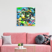 Levensmiddelen - neurografische artikelen 7 canvas afdruk (Insitu (Woonkamer))