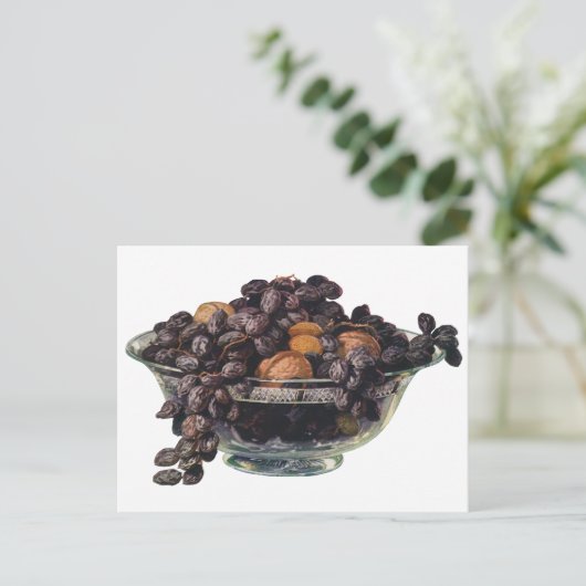  levensmiddelen, noten en amandelen, vruchten en n briefkaart (Staand voorkant)