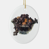 levensmiddelen, noten en amandelen, vruchten en n keramisch ornament (Rechts)