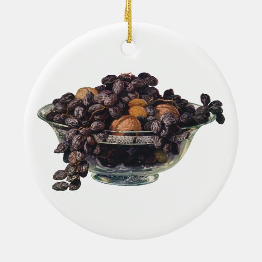 levensmiddelen, noten en amandelen, vruchten en n keramisch ornament (Achterkant)