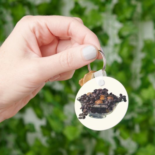 levensmiddelen, noten en amandelen, vruchten en n sleutelhanger (Hand)