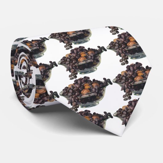  levensmiddelen, noten en amandelen, vruchten en n stropdas (Opgerold)