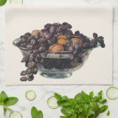 levensmiddelen, noten en amandelen, vruchten en n theedoek (Gevouwen)