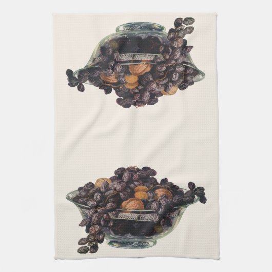 levensmiddelen, noten en amandelen, vruchten en n theedoek (Verticaal)