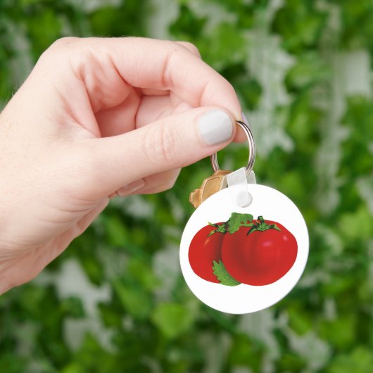  levensmiddelen, organisch rood ripe tomato sleutelhanger (Hand)