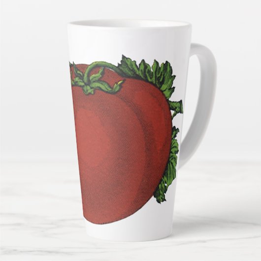 levensmiddelen, rijpe tomaten, groenten en fruit latte mok (Rechterhoek)