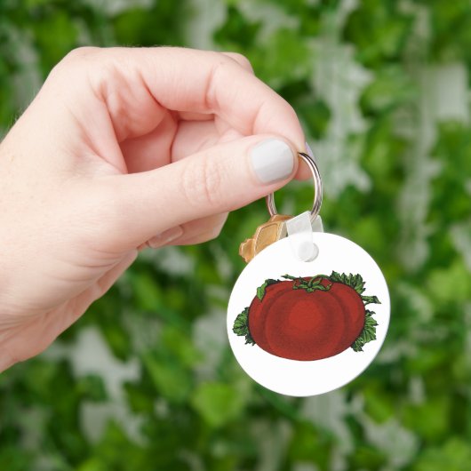 levensmiddelen, rijpe tomaten, groenten en fruit sleutelhanger (Hand)