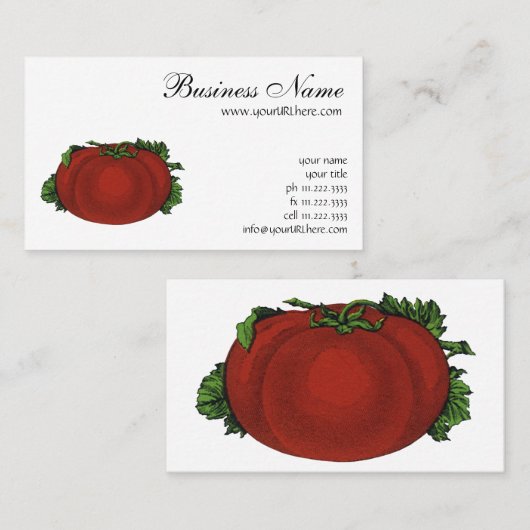  levensmiddelen, rijpe tomaten, groenten en fruit visitekaartje (Voorkant / Achterkant)