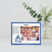 Levensmiddelen, speelgoed, poppen briefkaart (Staand voorkant)