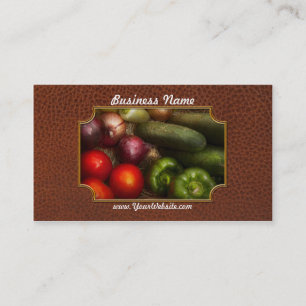Levensmiddelen - uien, tomaten, paprika's en komko visitekaartje