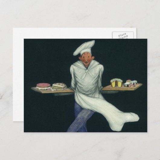 levensmiddelenbedrijven, banketker met bankdesser briefkaart (Voorkant / Achterkant)