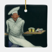 levensmiddelenbedrijven, banketker met bankdesser keramisch ornament (Achterkant)