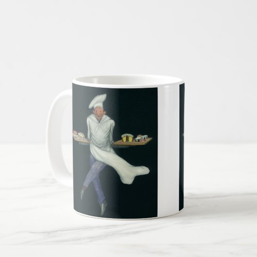  levensmiddelenbedrijven, banketker met bankdesser koffiemok (Voorkant links)