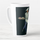 levensmiddelenbedrijven, banketker met bankdesser latte mok (Linkerhoek)