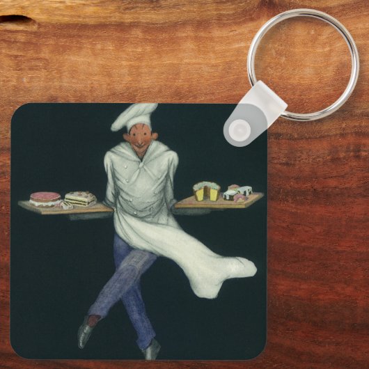  levensmiddelenbedrijven, banketker met bankdesser sleutelhanger (Achterkant)