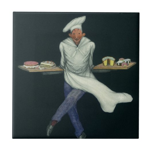 levensmiddelenbedrijven, banketker met bankdesser tegeltje (Voorkant)