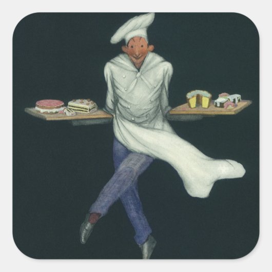 levensmiddelenbedrijven, banketker met bankdesser vierkante sticker (Voorkant)