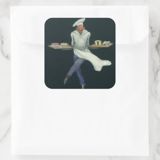  levensmiddelenbedrijven, banketker met bankdesser vierkante sticker (Tas)