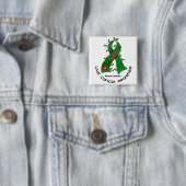 LEVENSMIDDELENKANKER (EMERALD GROEN lint) Vierkante Button 5,1 Cm (In situ)