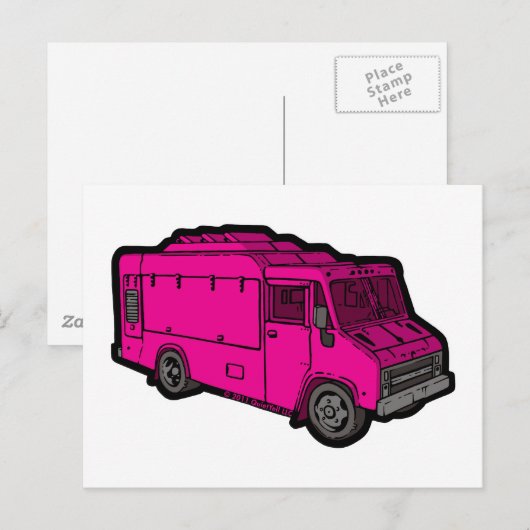 Levensmiddelenvrachtwagen: Basis (roze) Briefkaart (Voorkant / Achterkant)