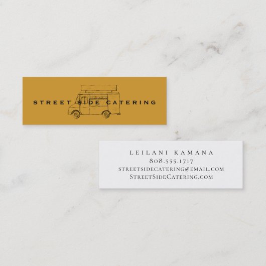 Levensmiddelenvrachtwagen bijtende Mustard Mini-Vi Mini Visitekaartje (Voorkant / Achterkant)