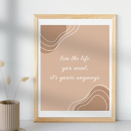 Levensmotivatie quote beige simpel poster
