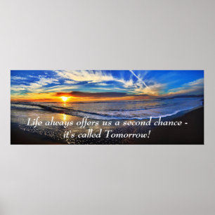 Levensoceaanzonsondergang Inspirerend Motiviteitsp Poster