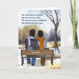 Levenspartner Kerstmis Afro-Amerikaans Homopaar Feestdagen Kaart