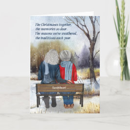 Levenspartner Kerstmis Oudere Lesbisch Paar Feestdagen Kaart