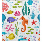 Levenspatroon van de oceaan met zeeen douchegordijn (Voorkant)