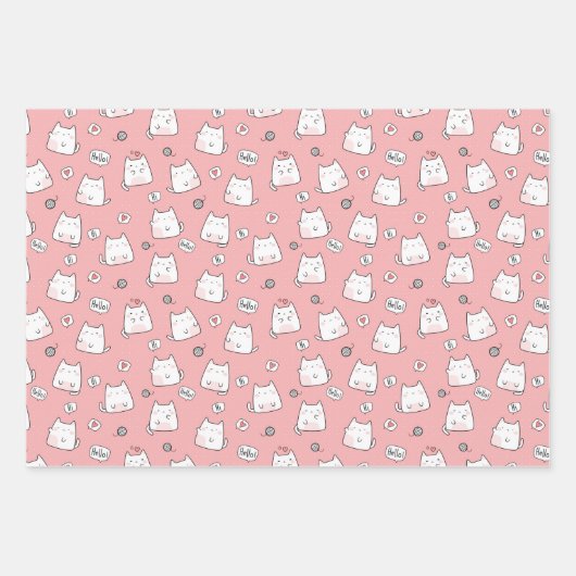 levenspatroon van schatkatten inpakpapier vel (Voorkant 3)