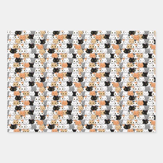 levenspatroon van schatkatten inpakpapier vel (Voorkant 2)