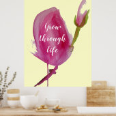 Levensquote Roze Magnolia roze bloem Poster (Keuken)