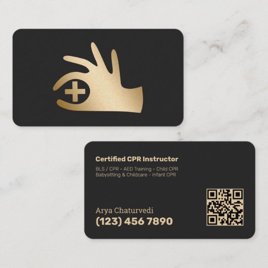 Levensreddende reanimatie-instructeur QR Visitekaartje (Voorkant / Achterkant)