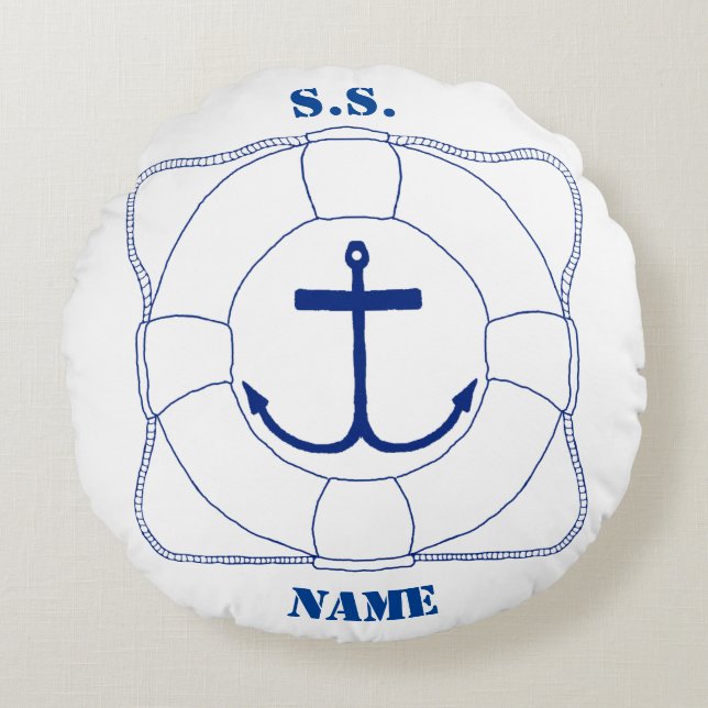 Levensredder/Anchor Pillow (Donkere afdruk) Rond Kussen (Voorkant)