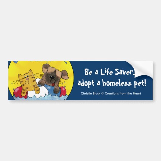 Levensredder - Homeless Pets adopteren Bumpersticker (Voorkant)
