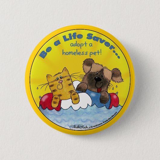 Levensredder - Homeless Pets adopteren Ronde Button 5,7 Cm (Voorkant)