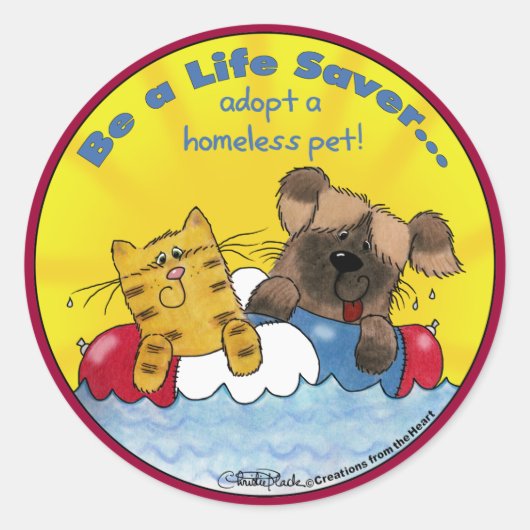 Levensredder - Homeless Pets adopteren Ronde Sticker (Voorkant)