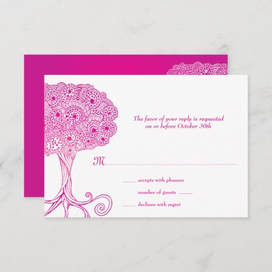  levensroze biet Mitzvah RSVP (Voorkant / Achterkant)