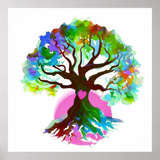 Levensroze hart poster (Voorkant)