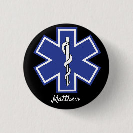 Levensster EMS EMT - Bewerkbare naam Ronde Button 3,2 Cm