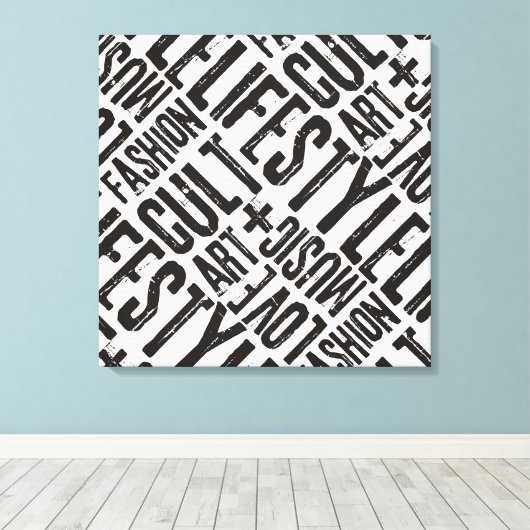 LEVENSSTIJLE MODE CULT - zwart Canvas Afdruk (Insitu (Houten vloer))